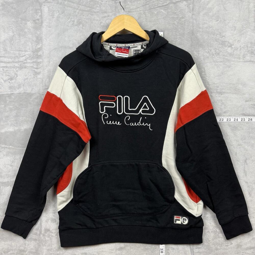 Fila x Pierre Cardin Hoodie Urban Outfitters Black Red  Colorblock Men Sz M Y2K